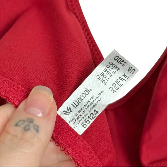Wacoal 65124 Racerback Underwire Front Closure T Back Soft Mesh Insert Bra Red