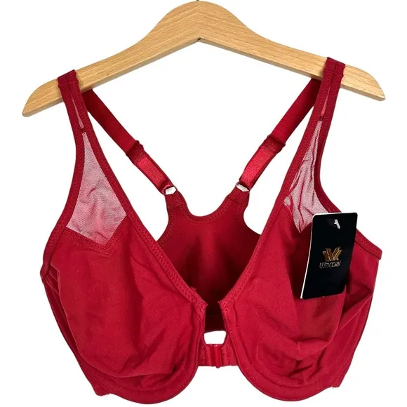 Wacoal 65124 Racerback Underwire Front Closure T Back Soft Mesh Insert Bra Red