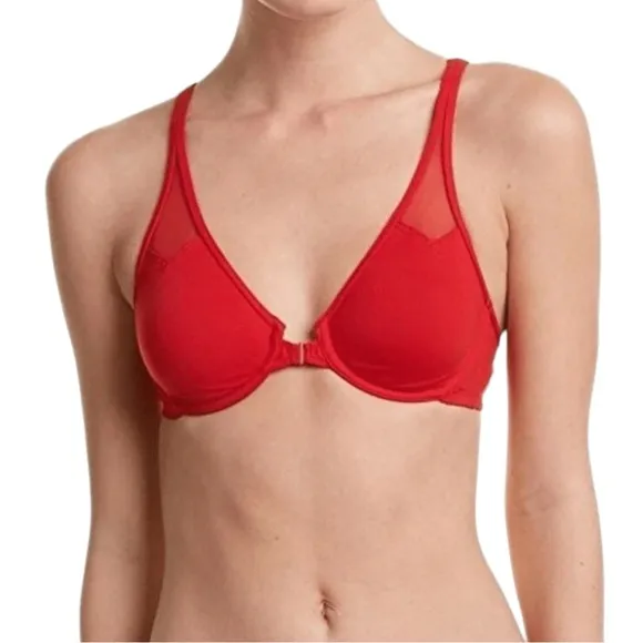 Wacoal 65124 Racerback Underwire Front Closure T Back Soft Mesh Insert Bra Red
