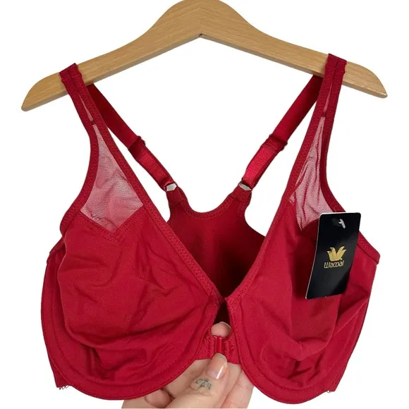 Wacoal 65124 Racerback Underwire Front Closure T Back Soft Mesh Insert Bra Red