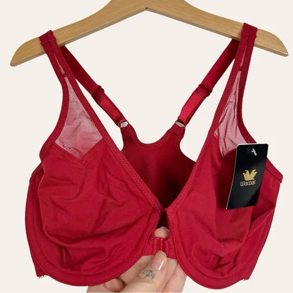 Wacoal 65124 Racerback Underwire Front Closure T Back Soft Mesh Insert Bra Red