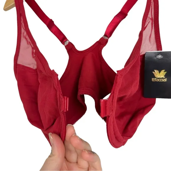 Wacoal 65124 Racerback Underwire Front Closure T Back Soft Mesh Insert Bra Red