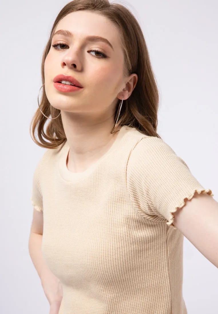 Waffle Fitted Short Sleeve Top