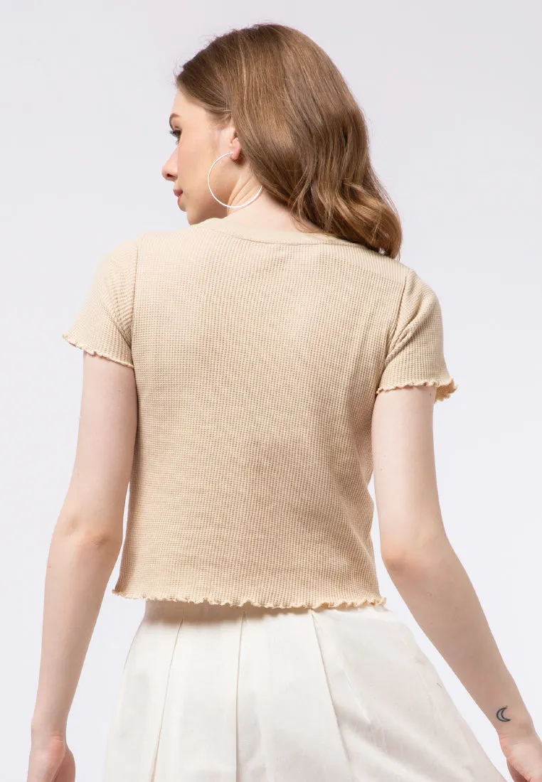 Waffle Fitted Short Sleeve Top