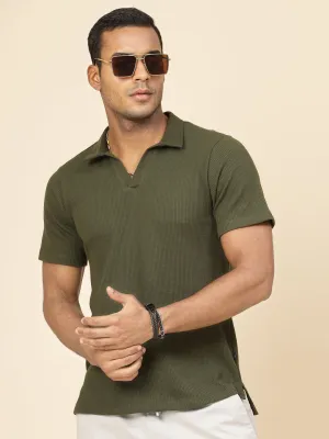 Waffle Weave Solid Polo T-shirt