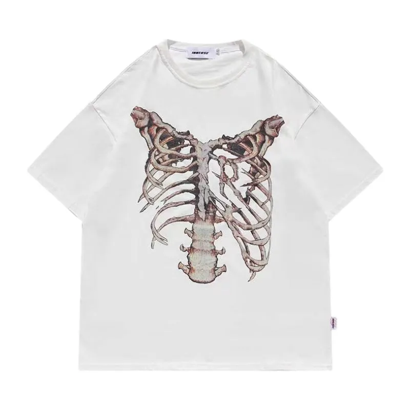 Washed Skeleton Print T-shirt