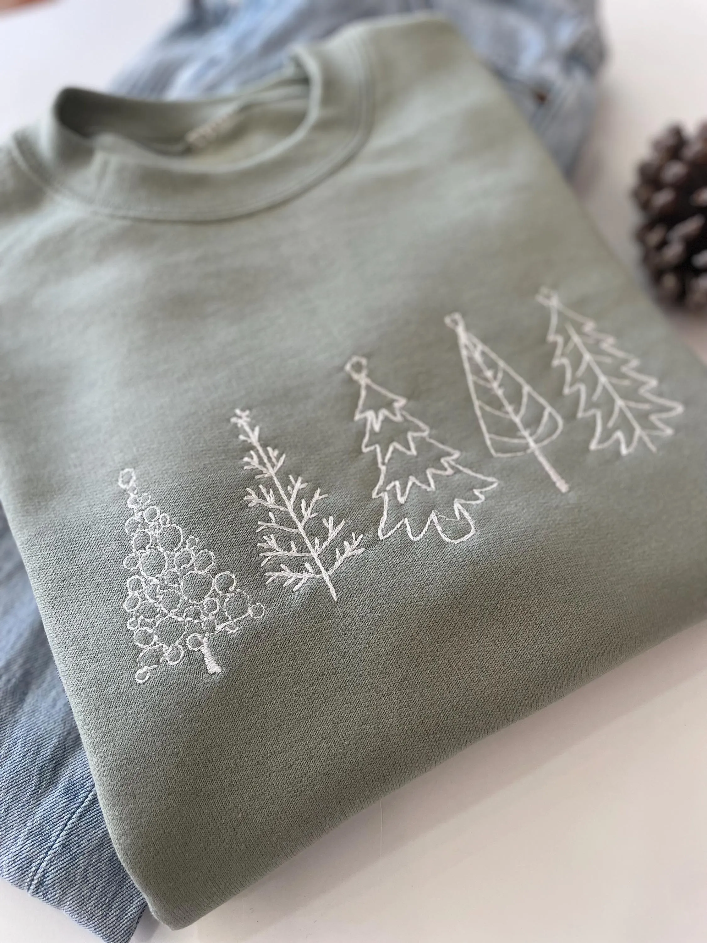 Womens Embroidered Christmas Tree Sweater