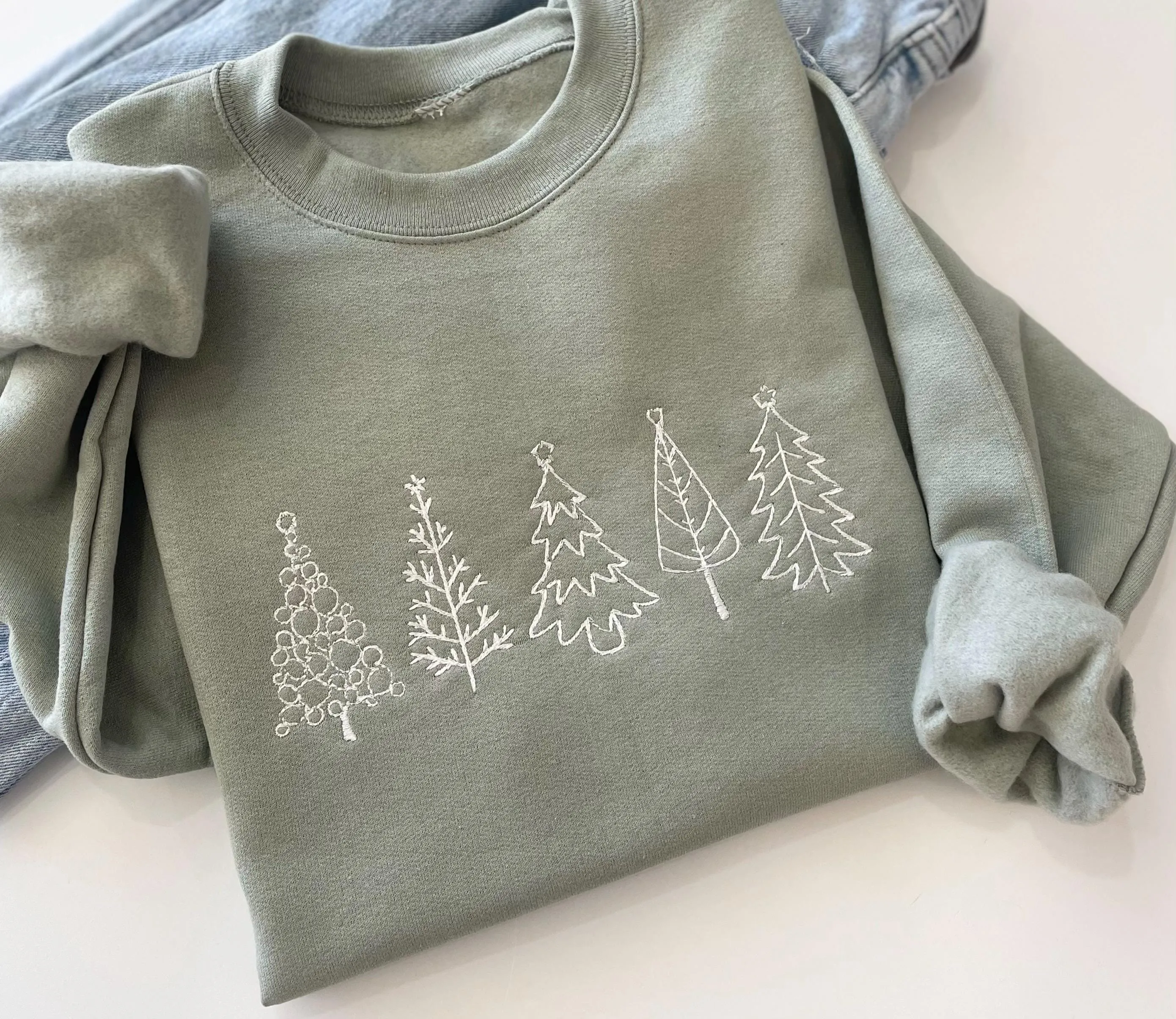Womens Embroidered Christmas Tree Sweater