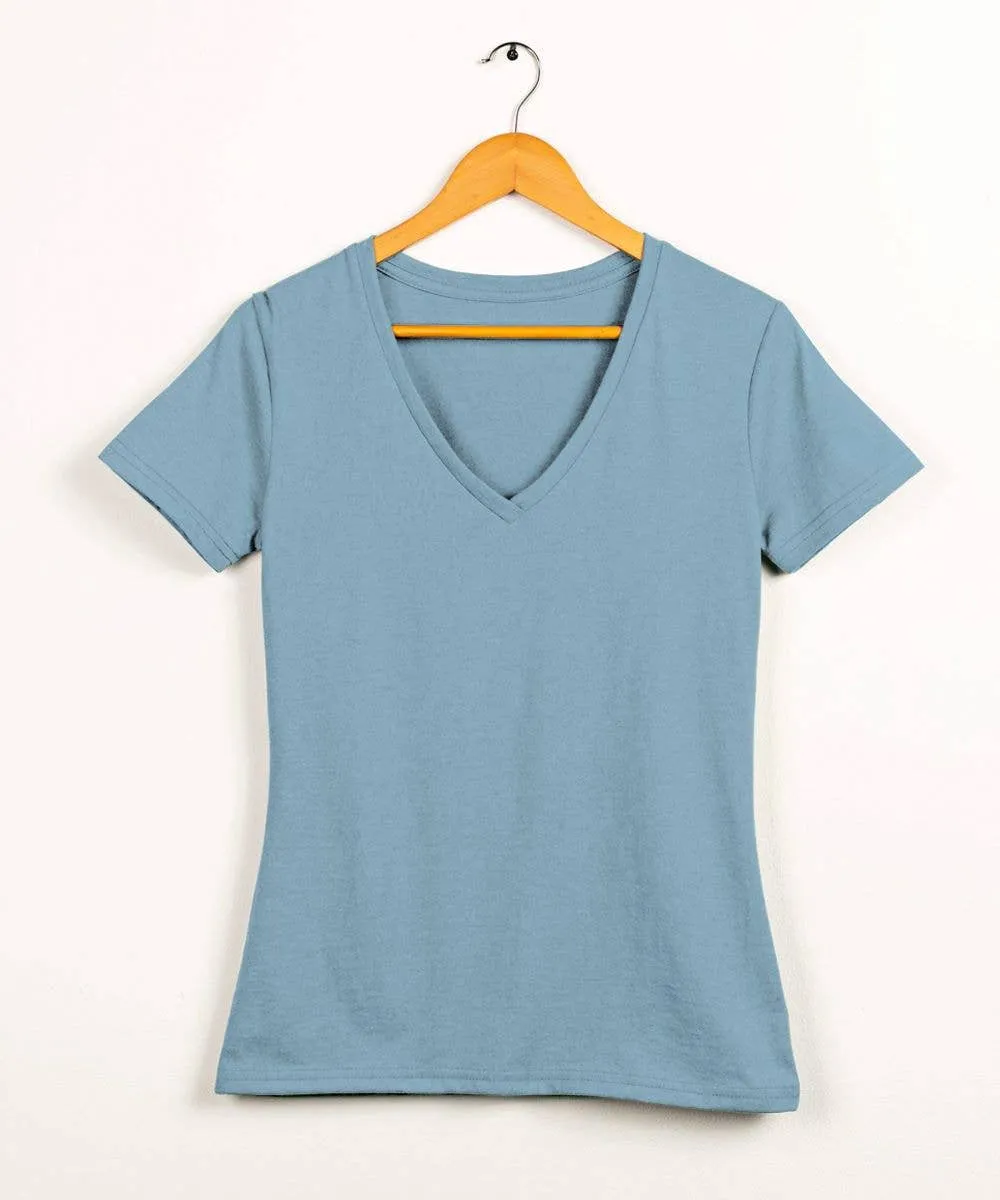 Women's Fitted V-Neck Tee in Butter Soft Cotton/Modal