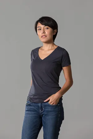 Women's Fitted V-Neck Tee in Butter Soft Cotton/Modal