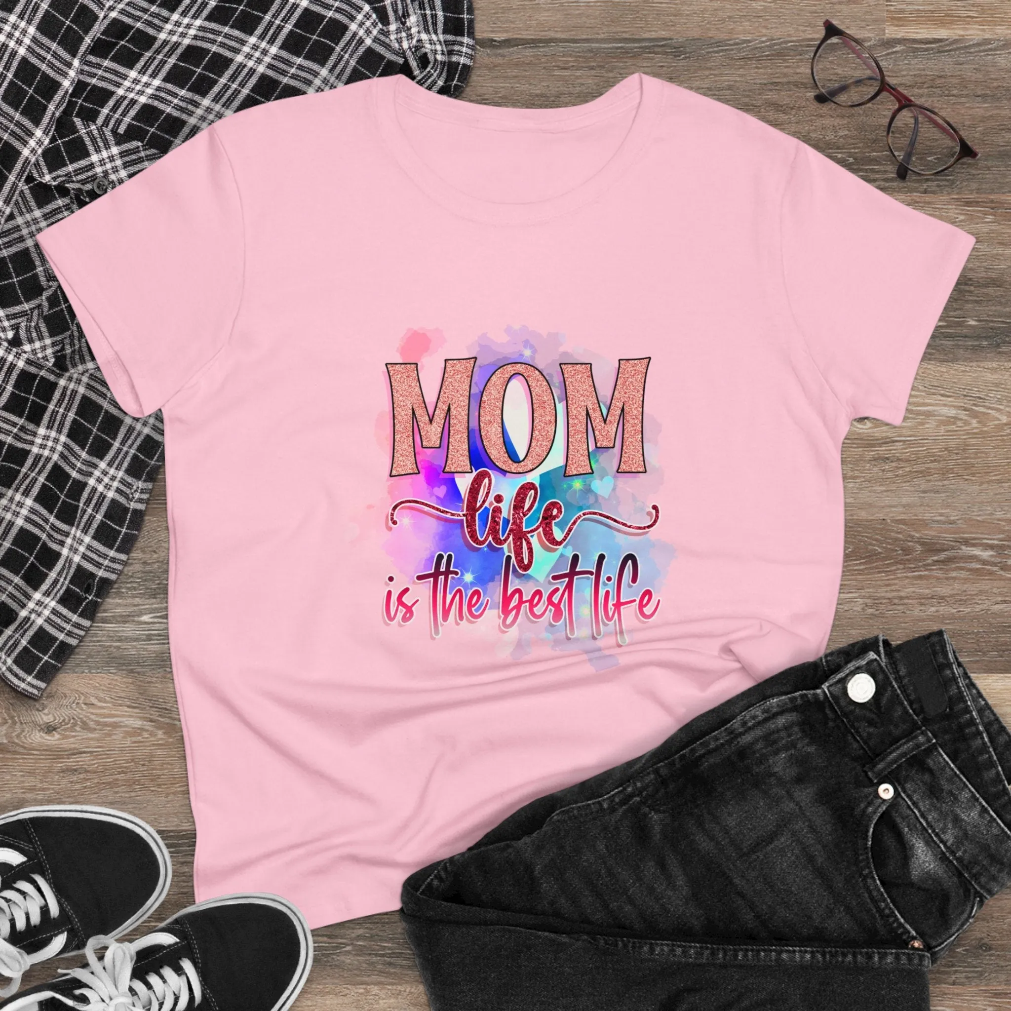 Women's Midweight Cotton Tee-Mom Life