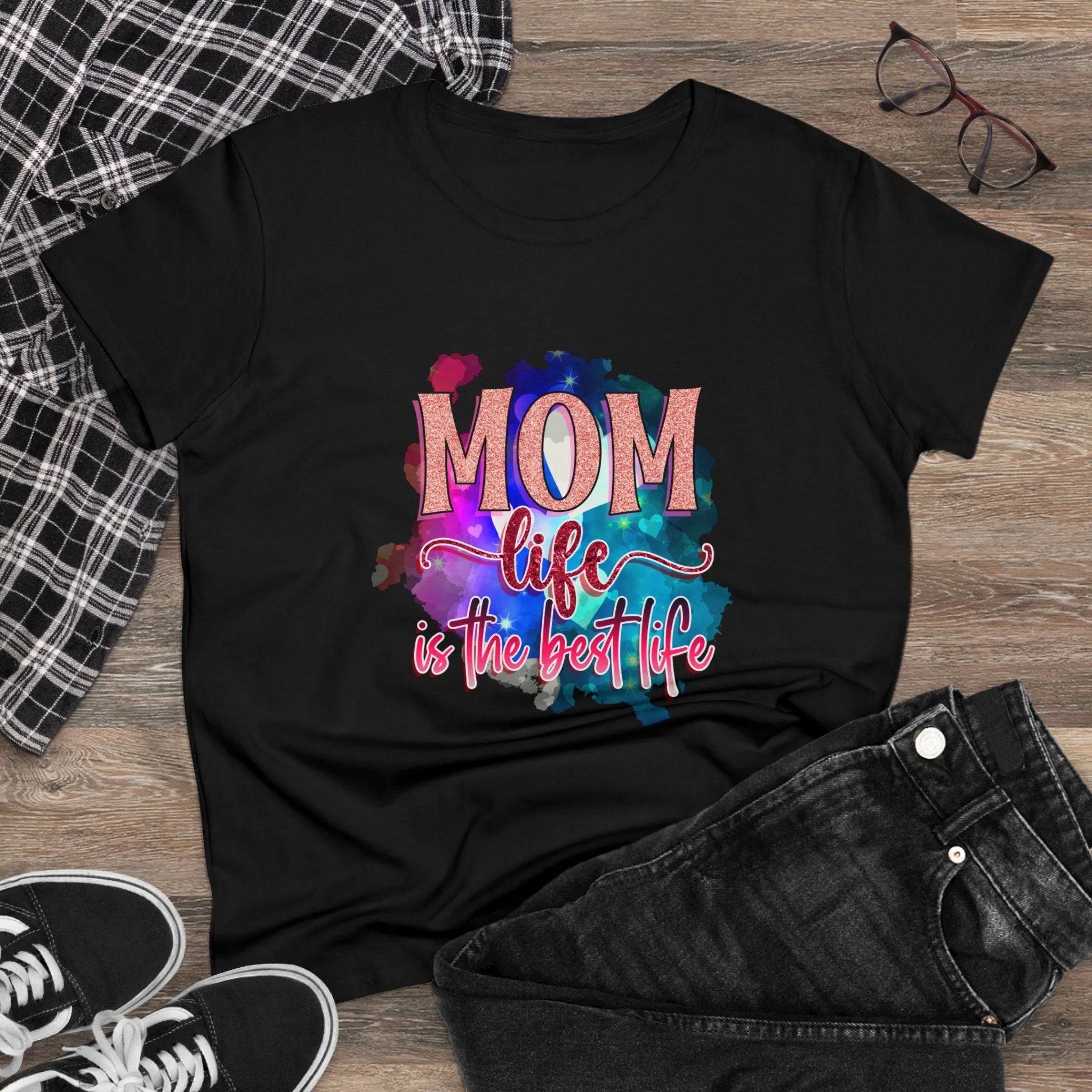 Women's Midweight Cotton Tee-Mom Life