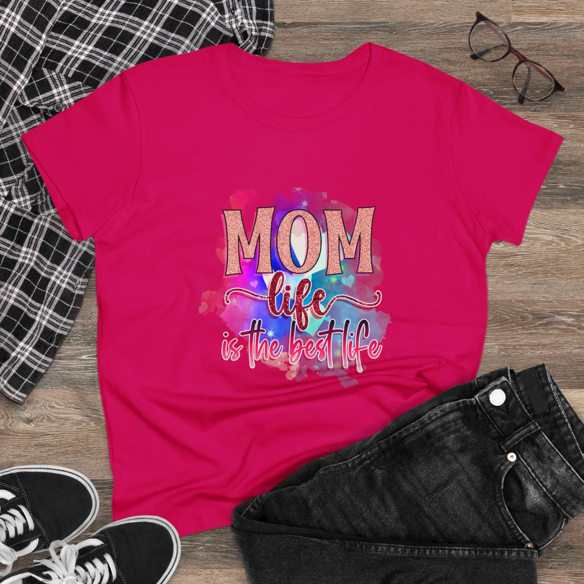 Women's Midweight Cotton Tee-Mom Life