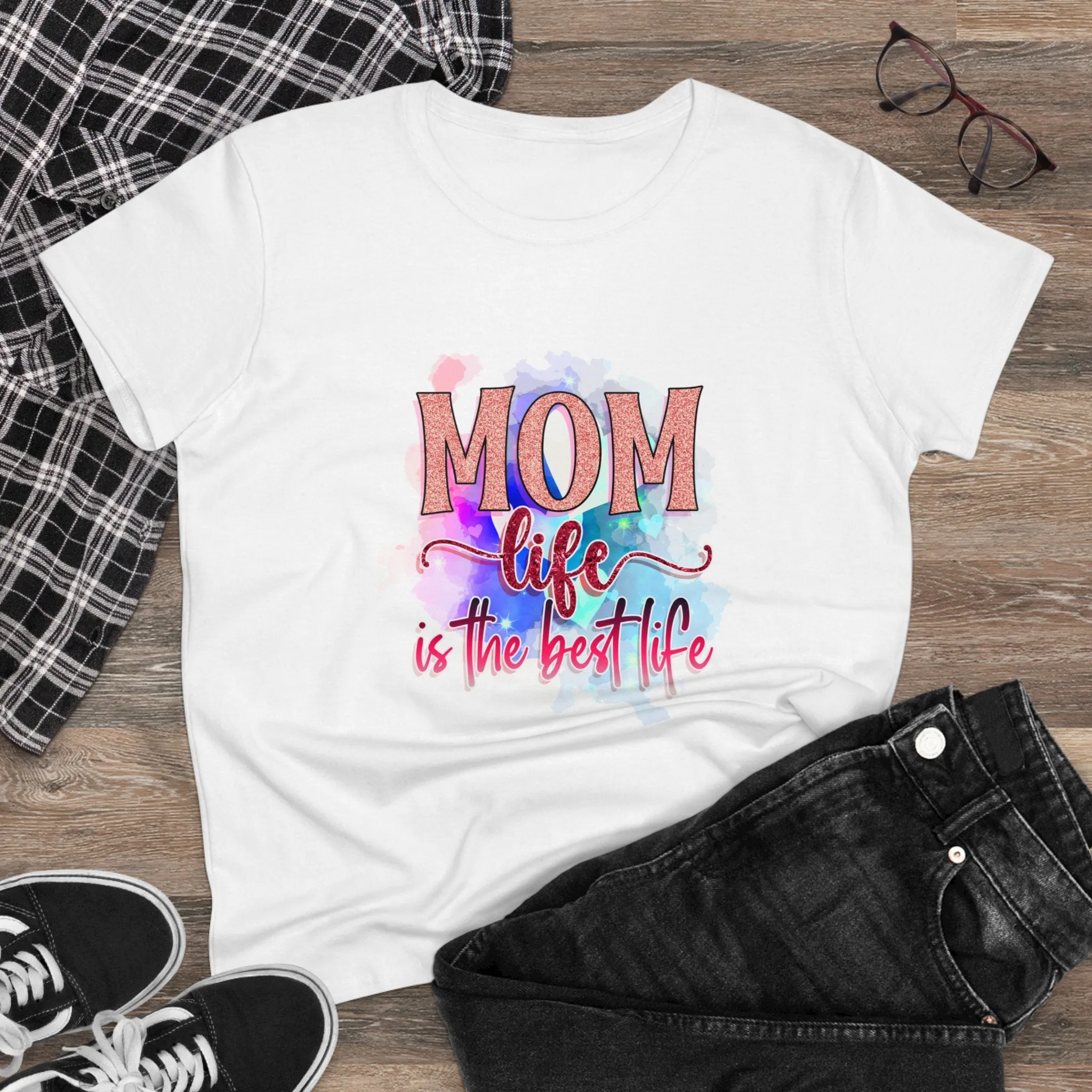 Women's Midweight Cotton Tee-Mom Life