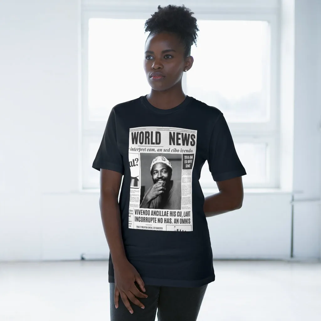 World News MARVIN GAYE (white beanie) Unisex Deluxe T-shirt