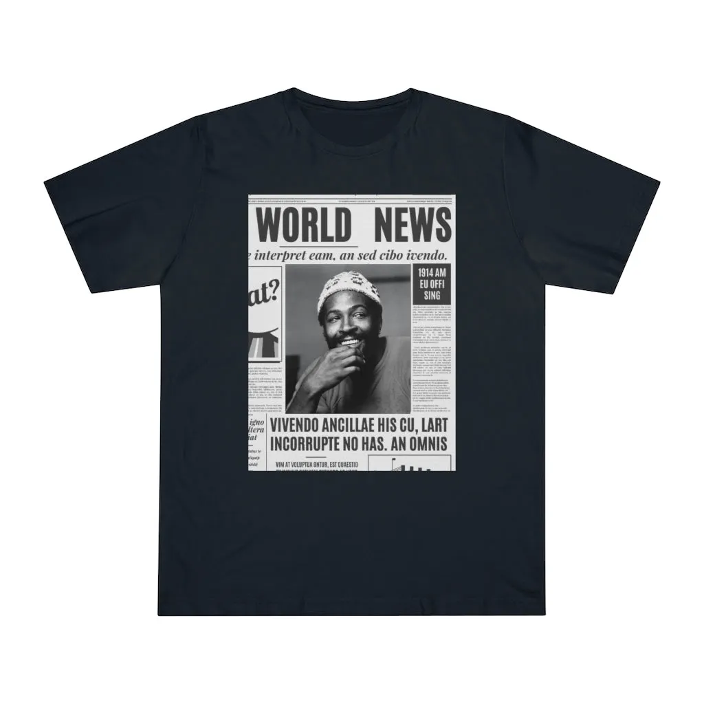 World News MARVIN GAYE (white beanie) Unisex Deluxe T-shirt