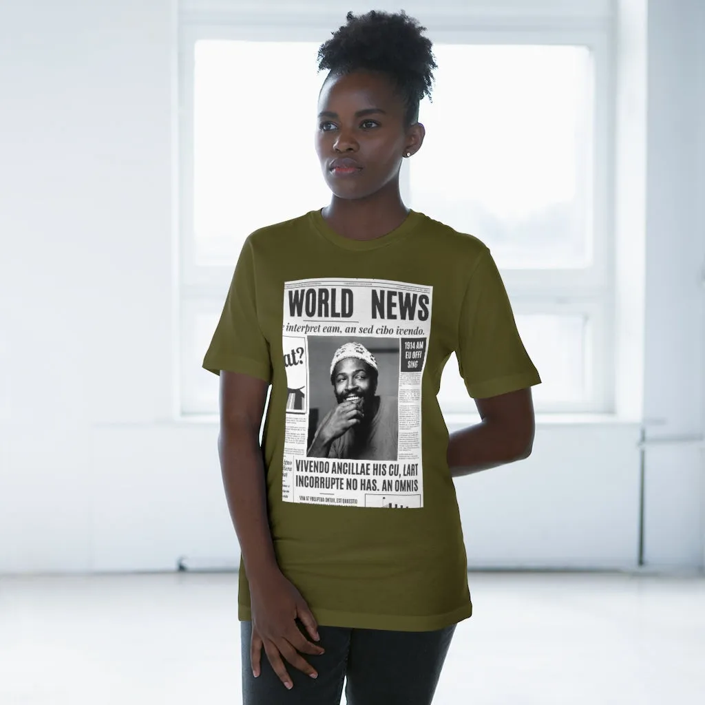 World News MARVIN GAYE (white beanie) Unisex Deluxe T-shirt
