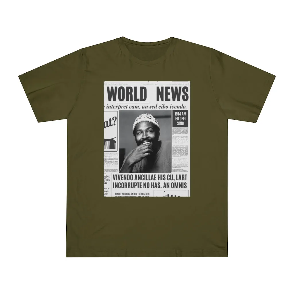 World News MARVIN GAYE (white beanie) Unisex Deluxe T-shirt