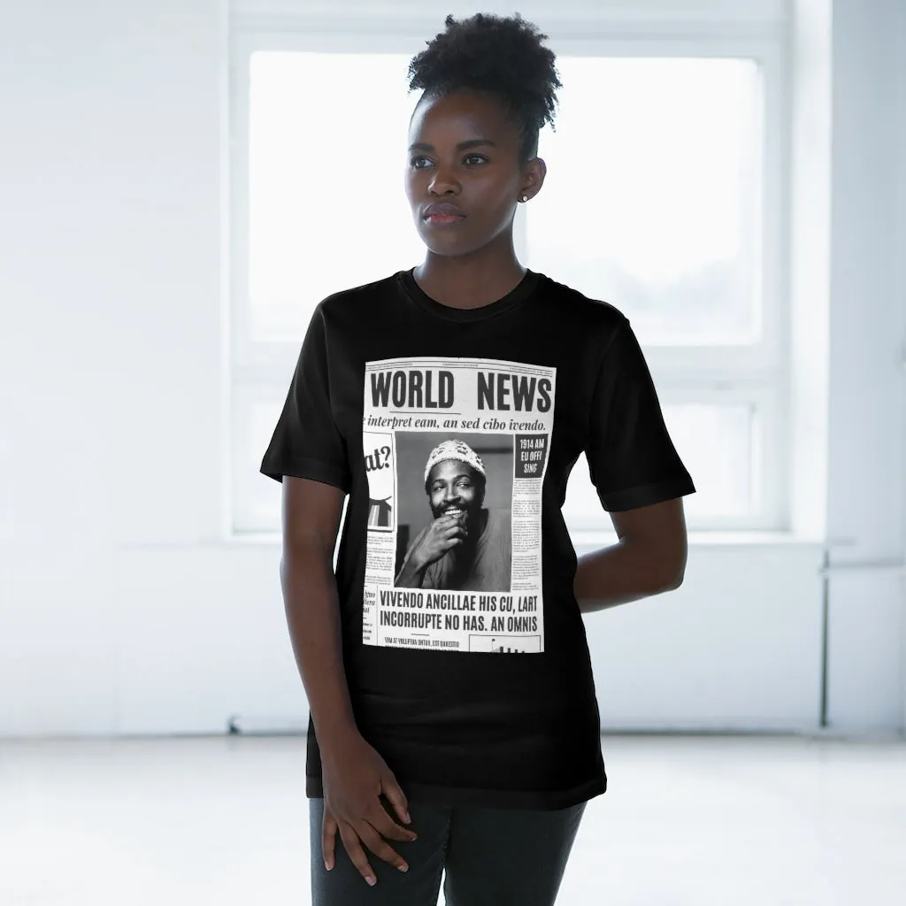 World News MARVIN GAYE (white beanie) Unisex Deluxe T-shirt