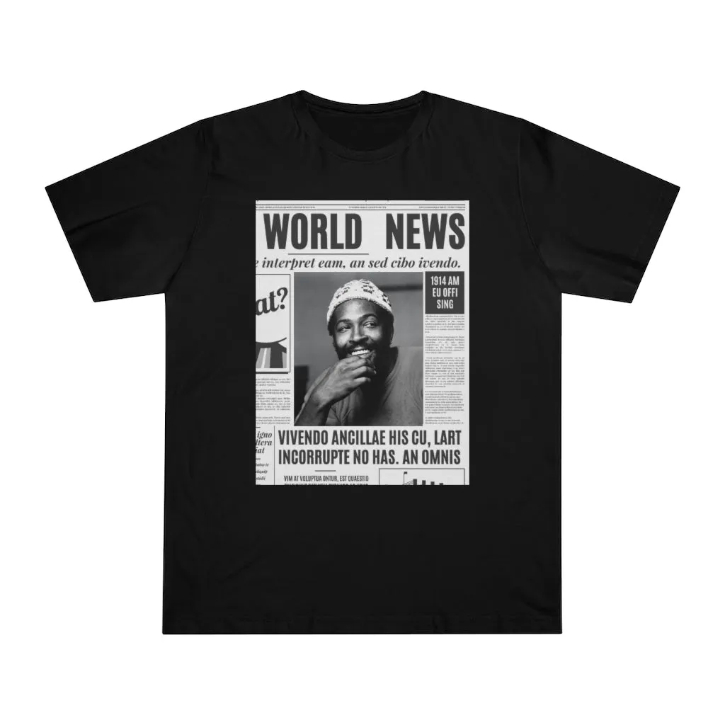 World News MARVIN GAYE (white beanie) Unisex Deluxe T-shirt