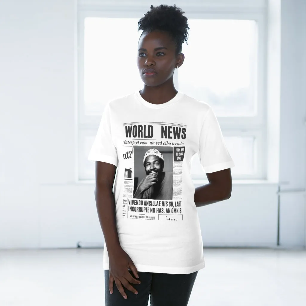 World News MARVIN GAYE (white beanie) Unisex Deluxe T-shirt