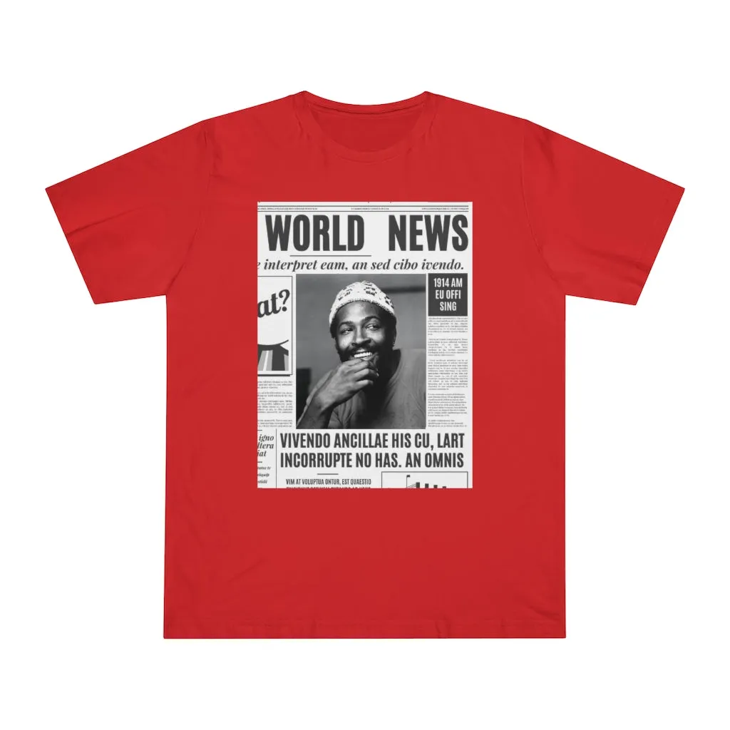 World News MARVIN GAYE (white beanie) Unisex Deluxe T-shirt