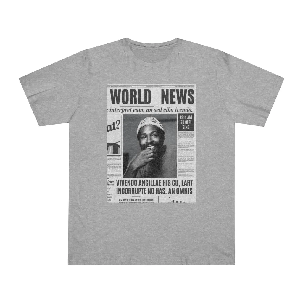 World News MARVIN GAYE (white beanie) Unisex Deluxe T-shirt