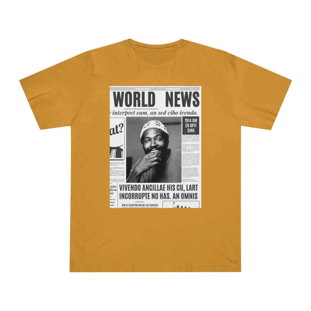 World News MARVIN GAYE (white beanie) Unisex Deluxe T-shirt