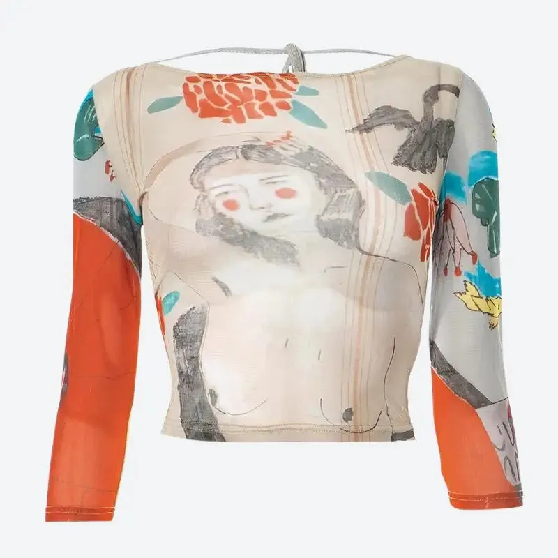 Y2K Full Zip Jacket with Bold Artistic Print