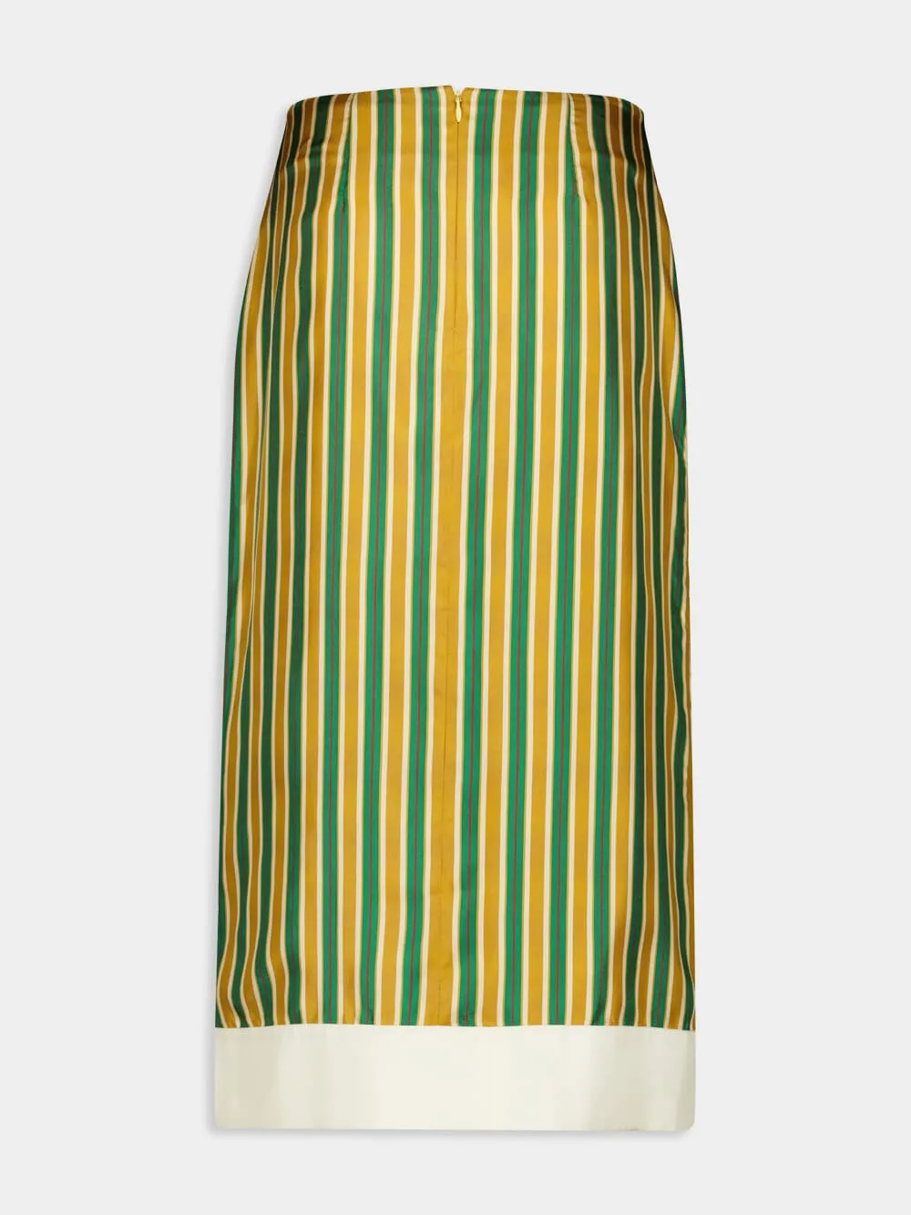 Yarrow Printed Silk Twill Striped Skirt