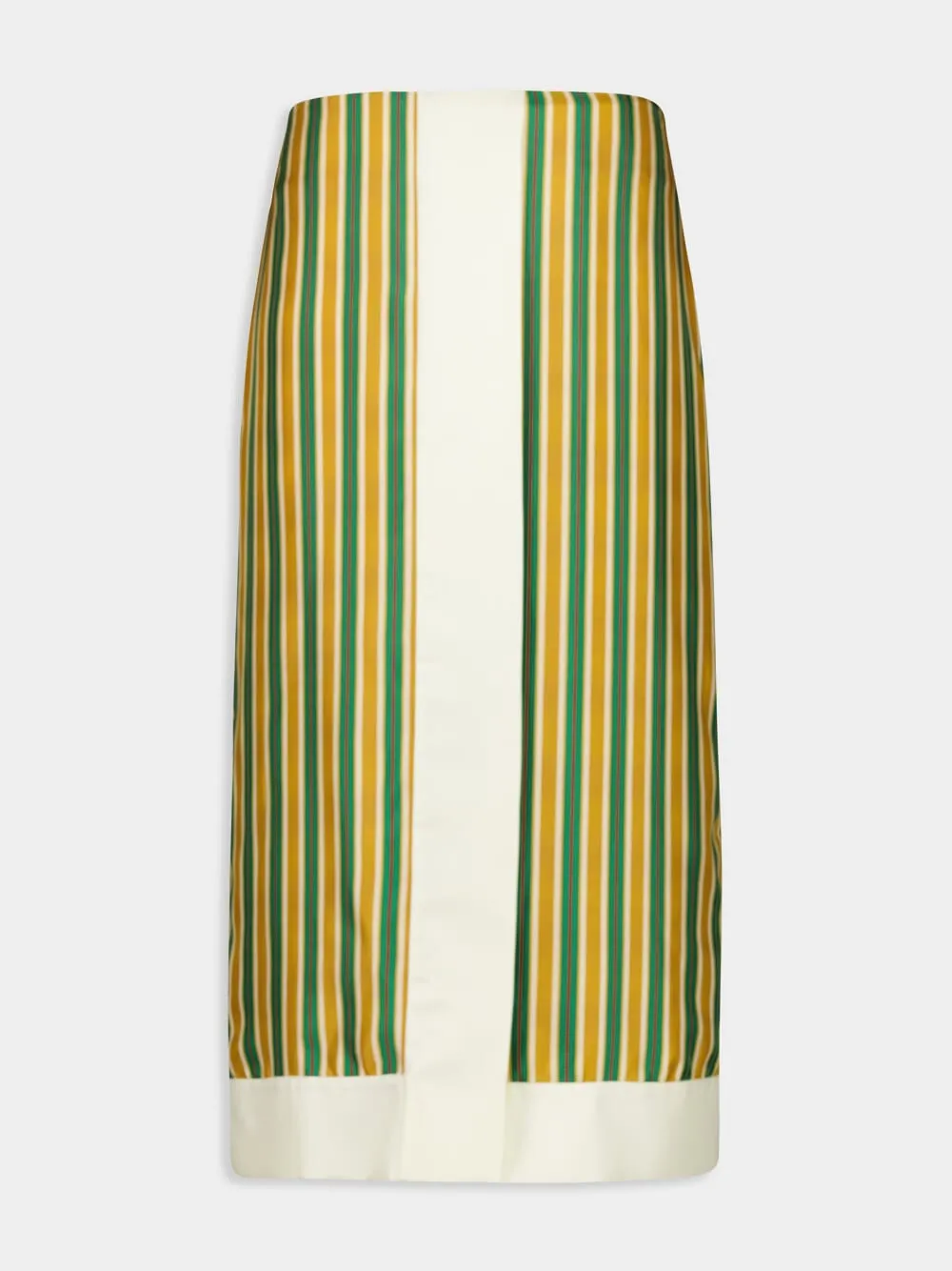 Yarrow Printed Silk Twill Striped Skirt