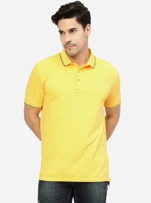 Yellow Solid Slim Fit Polo T-Shirt | JadeBlue