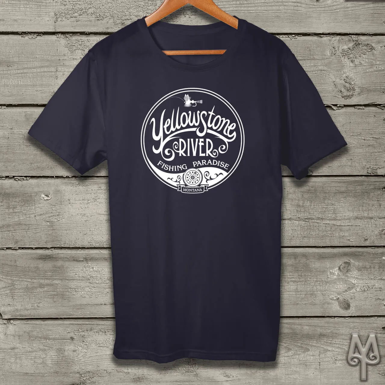 Yellowstone River Fishing Paradise, white logo t-shirt