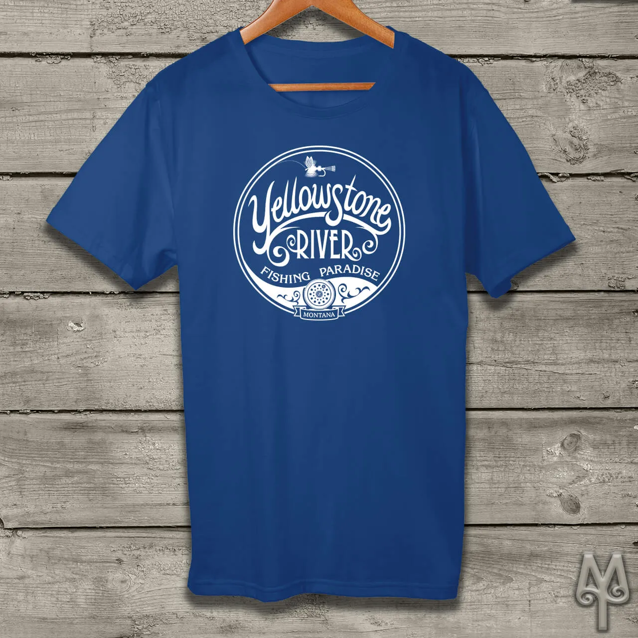 Yellowstone River Fishing Paradise, white logo t-shirt